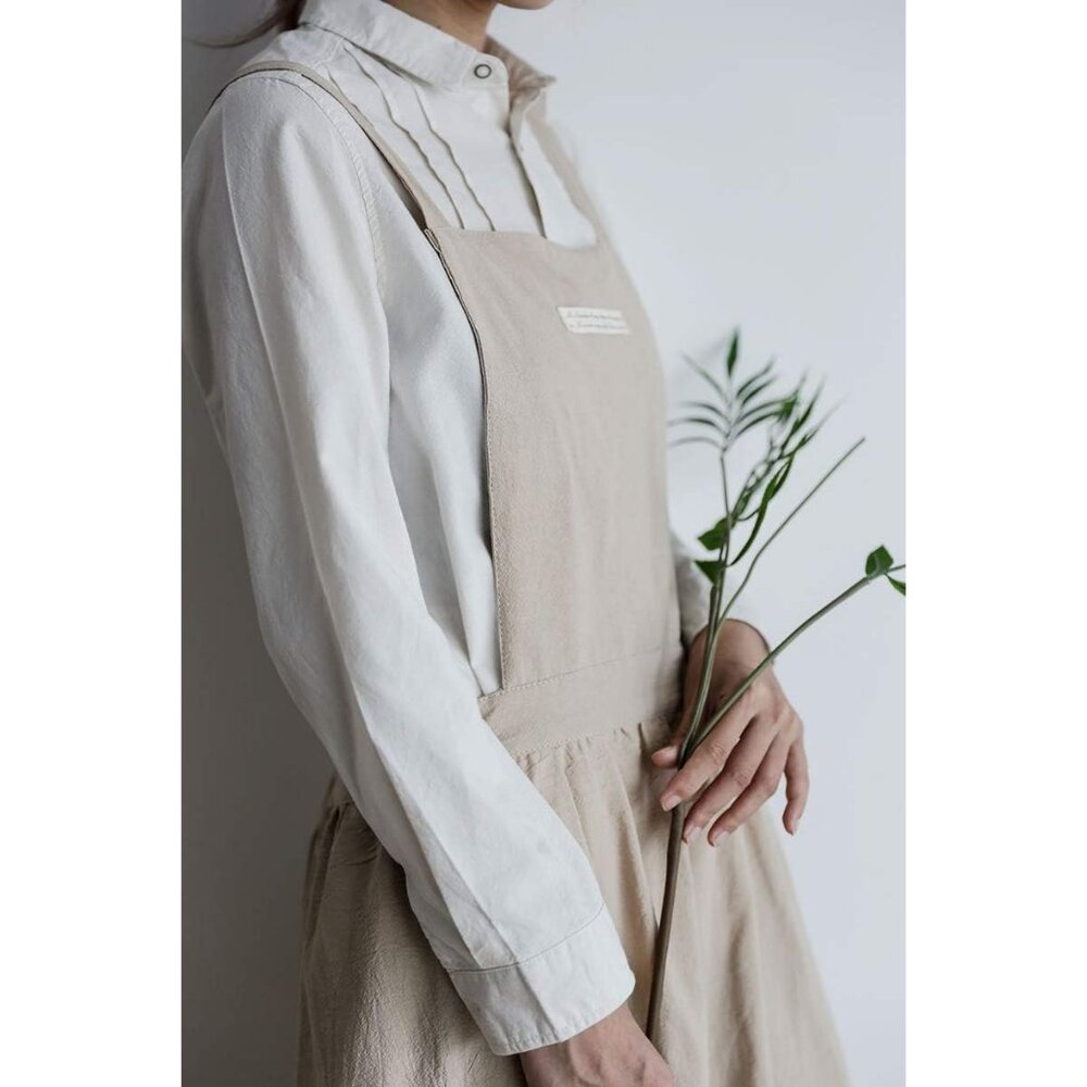 Women Girls Vintage Apron Gardening Works Cross Back Pinafore Dress - Picture 6 of 9